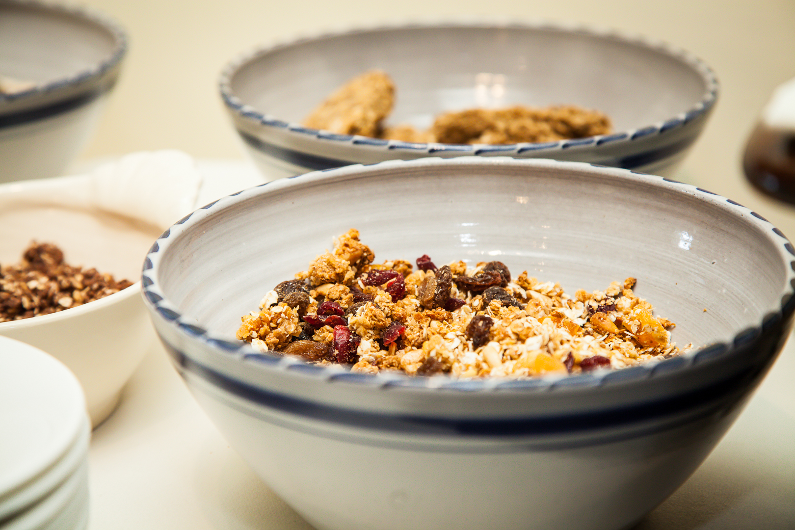 Homemade museli and granola are available as well as a selection of cereals